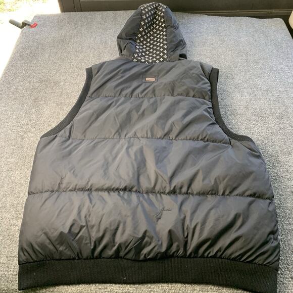 Vintage Y2K LRG Lifted Research Group Hooded Puffer Vest Mens 4XL Black Aztec - Picture 2 of 16